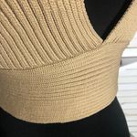 Nasty Gal Go For Knit Ribbed Bralette Halter Plunge V-neckline Oatmeal Beige L Photo 11
