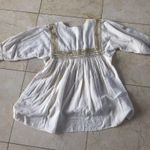 Authentic Mexican Linen/Cotton Embroidered Tunic White Size M Photo 3