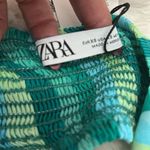 ZARA  Wavy Green Striped Midi Dress Photo 9