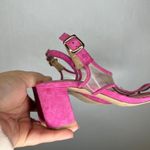 Diane B Milano Pink Suede & Clear Ankle Strap Heel Sandals Size 6.5M Photo 3