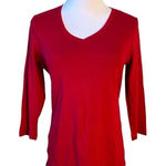 st. john's bay 2/$12  Essential Red V-neck T-shirt sz Small Causal Minimalist‎ Photo 0