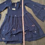 Free People  Counting Daisies Blue Embroidered Mini Dress Bell Sleeve SM NWT Photo 9