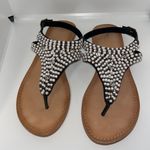 Torgeis Vega Beaded Thong Sandals w Ankle Strap Black Leather India Women’s 7 Photo 1