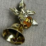Vintage Rare bundle of Three holiday pins with bells, costume, Christmas, festiv Gold Photo 8