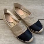 J.Crew Cap Toe Spain Espadrilles Neutral leather/linen Black Size 7.5 Photo 1