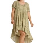Umgee  hi low dress Floral‎ Olive Daisy Plus Size 2X Ruffle Photo 10