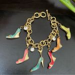 Vintage Unsigned Enamel Shoe Charm Bracelet Photo 3