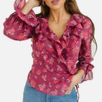 Free People Free‎ People Amanda Ruffle Long Sleeve Top In Sultry Combo Medium Size  NWT Photo 0