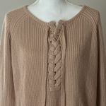 Windsor  Lace Up Brown/Tan Long Sleeve Knit Sweater NWT Photo 5