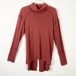 Free People We the Rust Orange Split Back Turtleneck Sweater Size L Photo 2