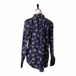 L.L.Bean Button Down Shirt Collared Top Blue Pink Floral Women’s Size Large Photo 3