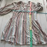 Knox Rose  Womens L Whimsical Boho Tunic Flowy Stripe Shift Dress Linen Blend Photo 5