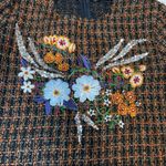 ZARA  Wool Tweed Checkered Dress w/Embroidered Flowers and Sequin Pattern Photo 5
