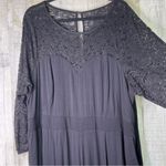 Torrid Size 4 Black Wide Leg Jumpsuit Lace 3/4 Sleeves Side Zip Back Tie Keyhole Photo 14