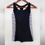 Athleta  Black and White Stripe Ace Racer Tank Top Mesh Details‎ Pockets Size S Photo 1