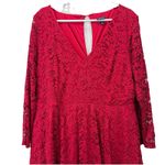Torrid  Red Lace Long Sleeve V Neck Skater Stretch Flare Dress Size 2X Photo 5
