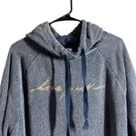 Victoria's Secret PINK Fuzzy Logo Hoodie Pullover Sweatshirt Blue Large Photo 1