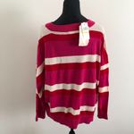 Band of Gypsies Band of Gypsies Womens Sweater Medium Pink Stripe Dolman Sleeve Oversized NWT Photo 2