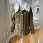 Vintage Sonoma Faux Fur Corduroy Penny Lane 70s Style Coat Size Large Green Photo 7