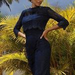 Linea Raffaelli NWT Lace Evening/Cocktail Dress w/Jacket in Navy Size IT 44/US 8 Blue Photo 0