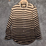 J. McLaughlin  Silk Tan Black Striped Button Blouse Womens Large Photo 0
