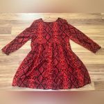 ZARA  Amy Dress Red Snakeskin Print Oversized Mini Dress Size Small Long Sleeves Photo 3