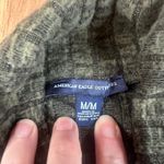 American Eagle Ribbed Mock Neck Long Sleeve Top Green Cozy Fall Layer Women M Photo 2