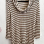 Vintage Brown Striped Cowl Neck Sweater 2000s Y2K‎ Retro Indie Sleaze 1X Photo 0