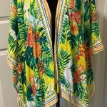Nine West NWT Tropical Swimsuit Cover Up/ Ruana with Fringe Photo 0