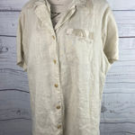 Jordan Vintage  Linen Shirt Womens 18W Button Front Pocket Collar Short Sleeves Photo 0
