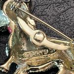 Vintage GERRYS Scottish Terrier Scottie Dog Green Rhinestone Brooch Gold Tone Photo 3