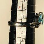 None Aquamarine & Marcasites Sterling Silver Ring 6 3/4 Photo 3