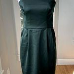 EXPRESS  Forest Green Satin Strapless Pleated Mini Dress Size 4 Photo 0