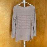 Garnet Hill  Taupe Knit Sweater Textured 100% linen Long Sleeve Crew Neck Top M Photo 1