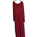 Bishuige Maxi Dress 2XL Burgundy Pockets Minimalist Lagenlook Casual Modest Boho Red Size XXL Photo 8