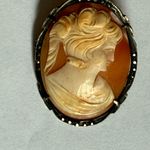 Antique Shell Cameo 800 Silver w Marcasite Pin Brooch vintage 1930’s? Orange Photo 2