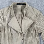 Iris Setlakwe Perforated Suede Moto Jacket Zip Up Women's 8 Beige Long Sleeve Tan Photo 2