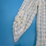 Akris Punto  Women’s Scoop Neck 3/4 Sleeve Top Size 6 Cream Sheer Dot Pattern Photo 7