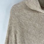 Ribbed Turtleneck‎ Dolman Long Sleeve Triangle Hem Poncho Sweater Tan Size L Photo 2