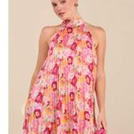 Lulus Ceslie Pink Multi Floral Pleated Shift Mini Dress Size Medium NWT Photo 0