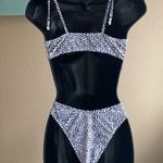 SheIn Dalmatian print white & black swimsuit set bathing suit bikini size medium Photo 4