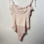 Free People Bardot Bodysuit Ivory Combo Romantic Ditsy Frilly Smoked Coquette M Photo 3