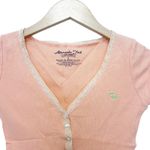 Abercrombie & Fitch Vintage Y2K Abercrombie Peach Short Sleeve Henley Sz M Photo 1