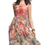 QinPei.Er Silk Sleeveless Boho Floral Print Tiered Dress size XL NWT Multicolor Orange Photo 1