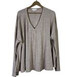Love Riche  V-Neck Long Sleeve Top Womens 3X Taupe Soft Stretchy Cool Girl Casual Photo 1
