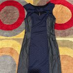 Guess y2k Navy Blue Black Faux Leather Cutout Polka Dot Dress Size 4 Photo 1