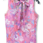 Vintage Floral Polyester Top With Belt Pink Photo 0