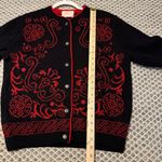 Pendleton  Vintage Wool Cardigan Size Medium Black Red Christmas Made in USA Photo 10