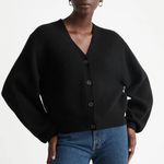 & Other Stories & OTHER STORIES Balloon Sleeve Wool Alpaca Cardigan Sweater Oversized Navy sz S Photo 0