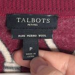 Talbots  Merino Wool  Crewneck Button Closure Cardigan burgundy Argyle size P Photo 6